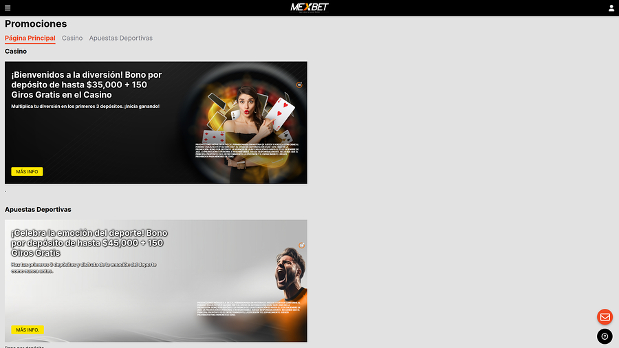 Mexbet Casino Desktop Promotions