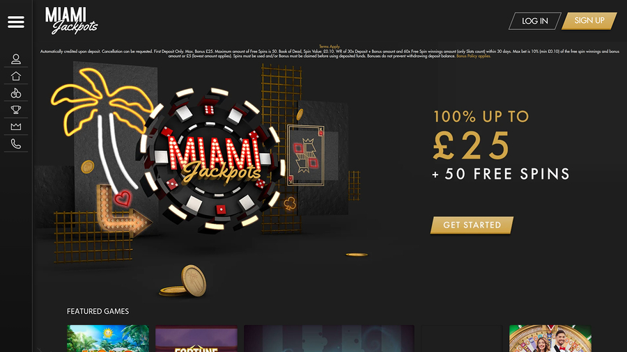 Miami Jackpots Casino Desktop Homepage