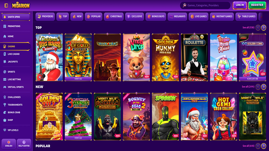 Midarion Casino Games Desktop