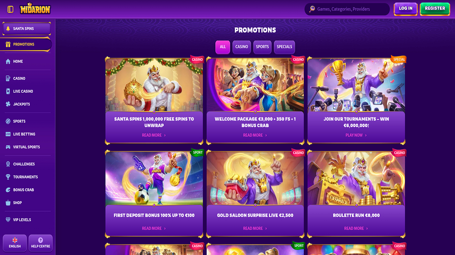 Midarion Casino Promotions Desktop
