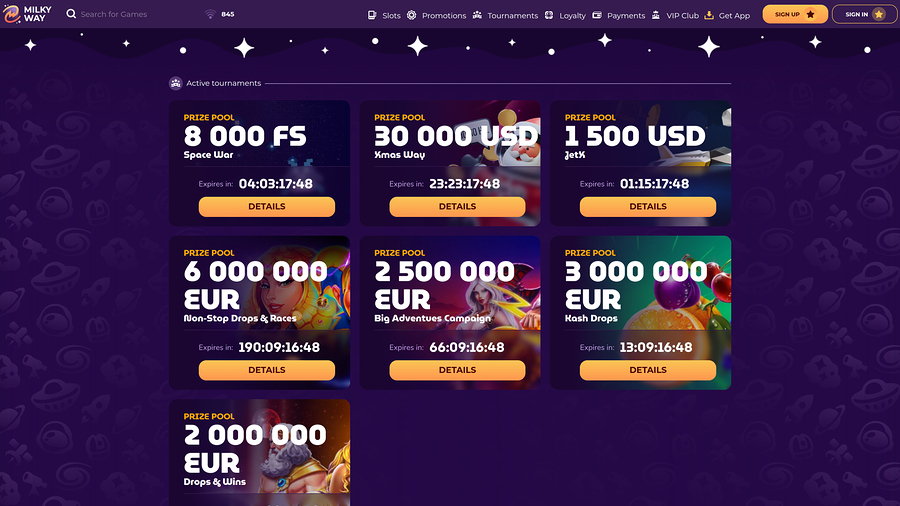 MilkyWay Casino Desktop Tournaments