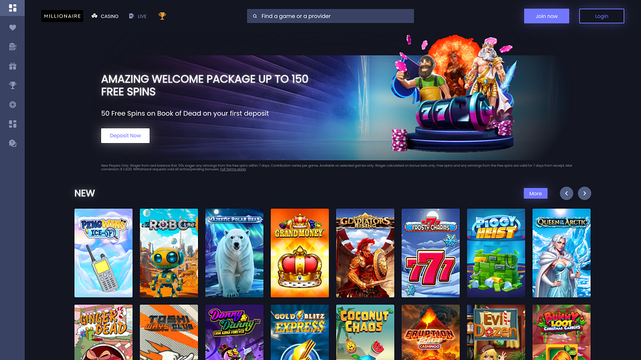 Millionaire Casino Desktop Homepage