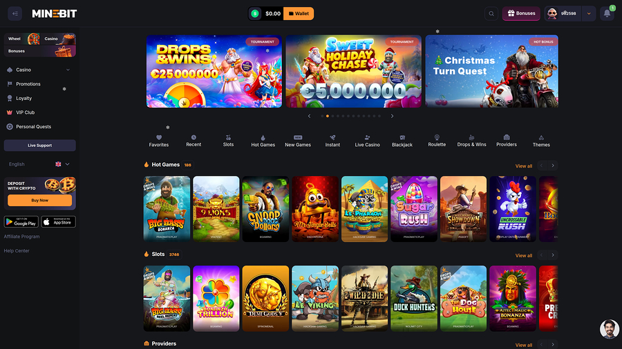 Minebit Casino Desktop Homepage