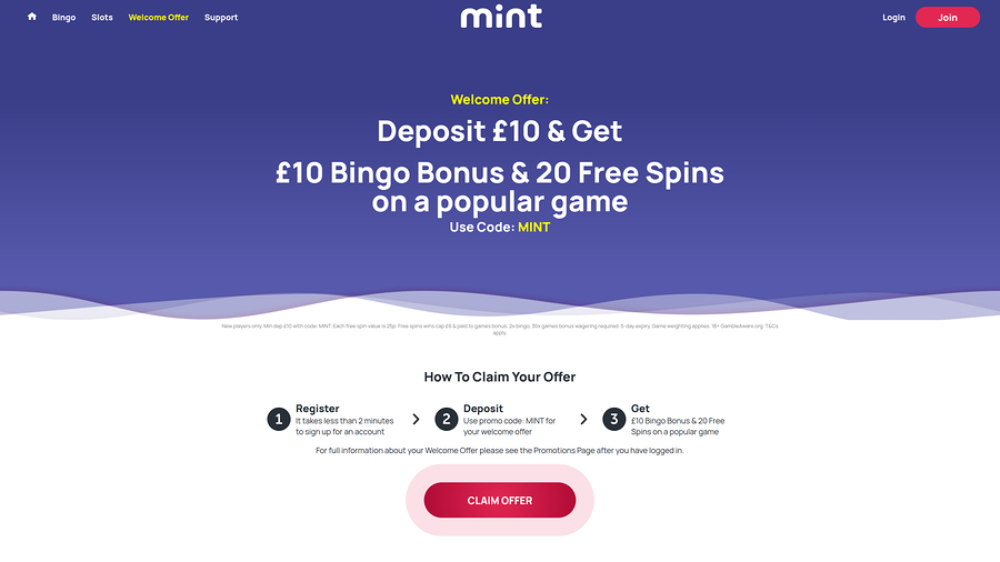 Mint Bingo Casino Desktop Promotions
