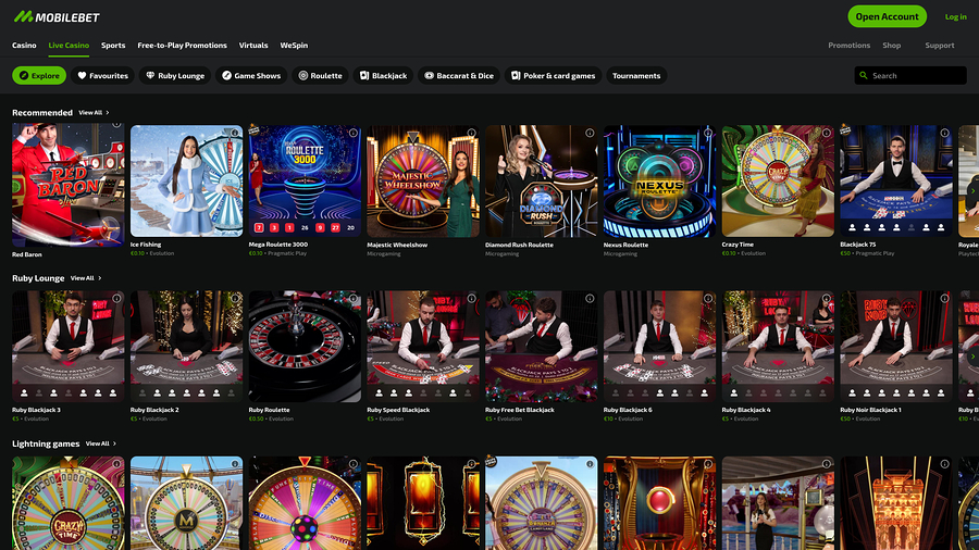 Mobilebet Casino Desktop Live dealer