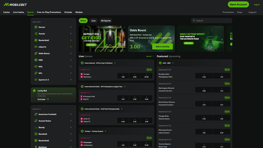 Mobilebet Casino Desktop Sports