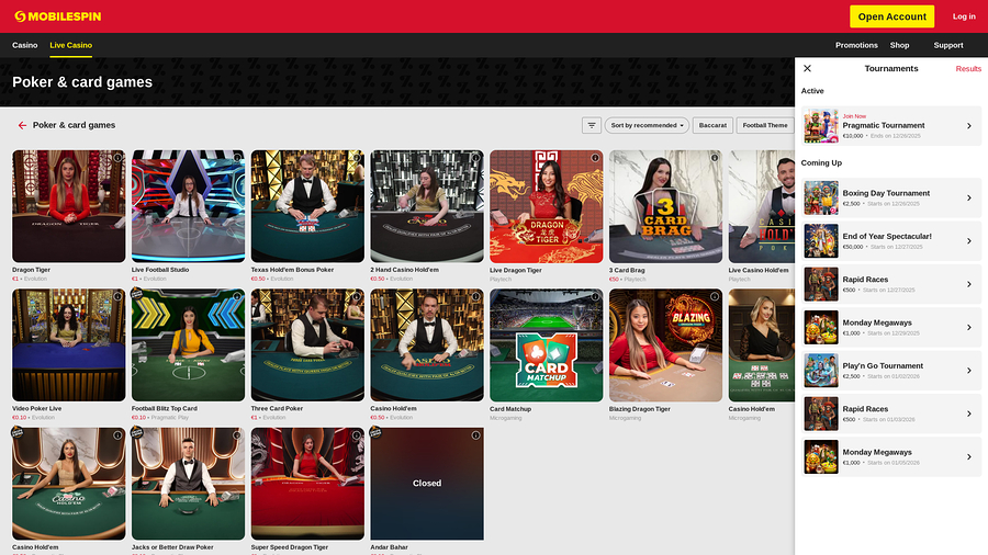 MobileSpin Casino Desktop Tournaments