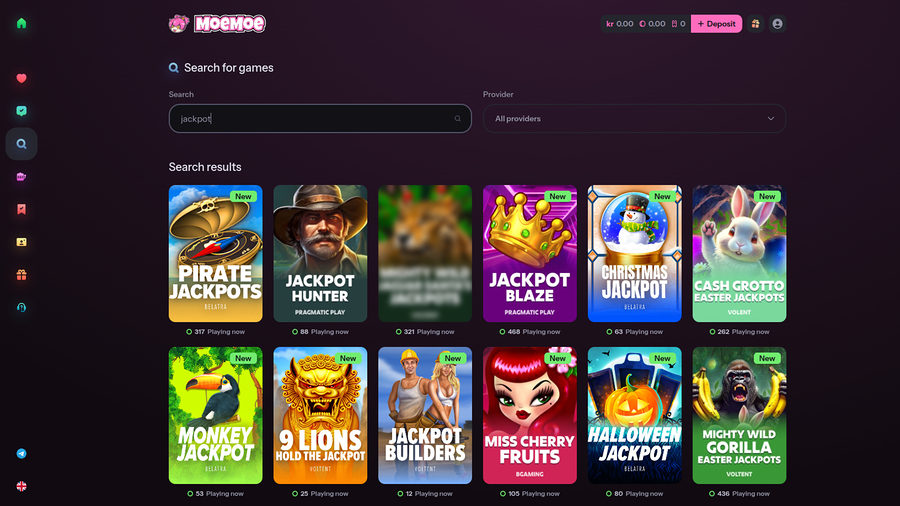 MoeMoe Casino Jackpot Desktop