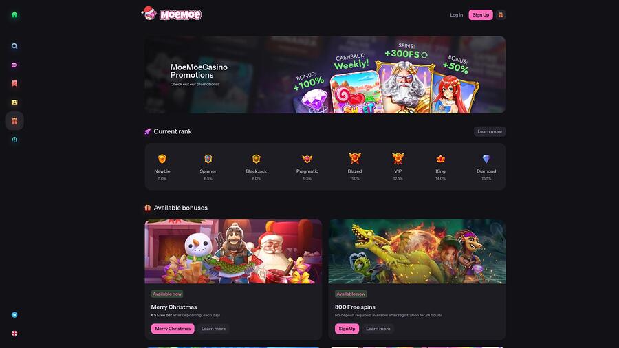 MoeMoe Casino Promotions Desktop