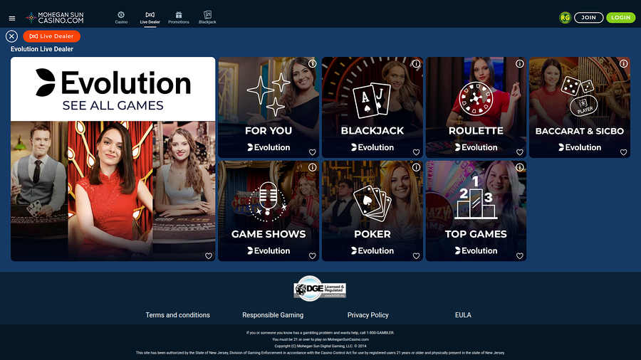 Mohegan Sun Casino Desktop Live Dealer
