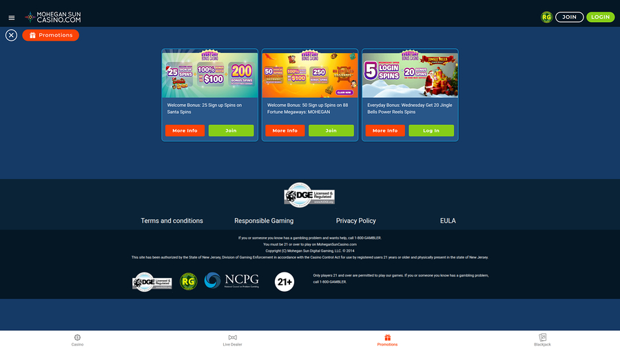 Mohegan Sun Casino Desktop Promotions