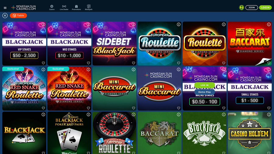 Mohegan Sun Casino Desktop Table Games