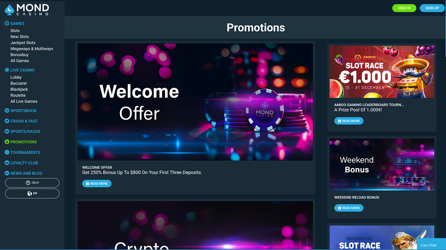 Mond Casino Mobile Promotions