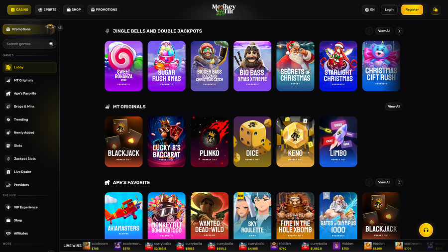 Monkey Tilt Casino Desktop Games