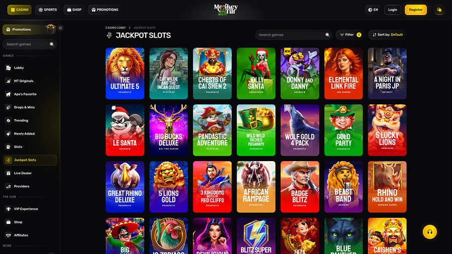 Monkey Tilt Casino Desktop jackpot