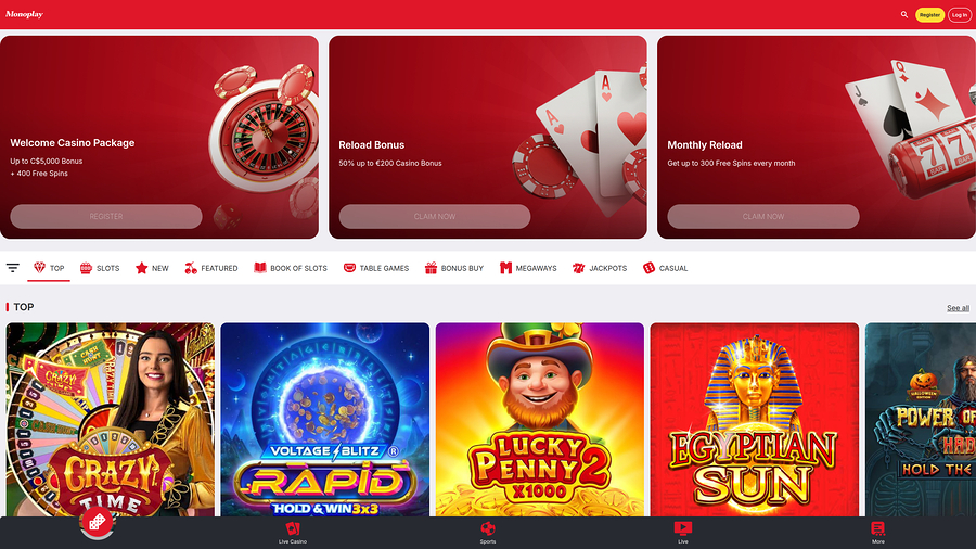 MonoPlay Casino Games Desktop