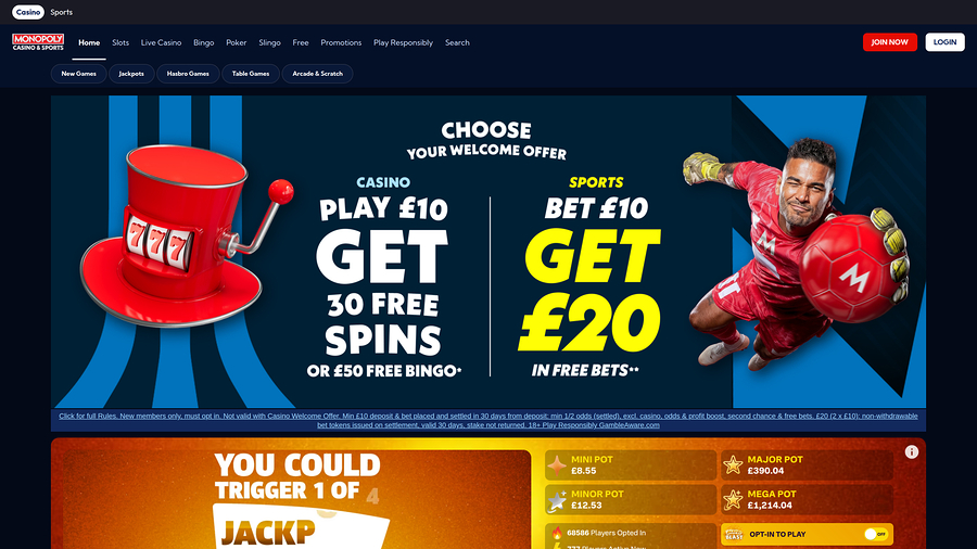 Monopoly Casino Desktop Homepage