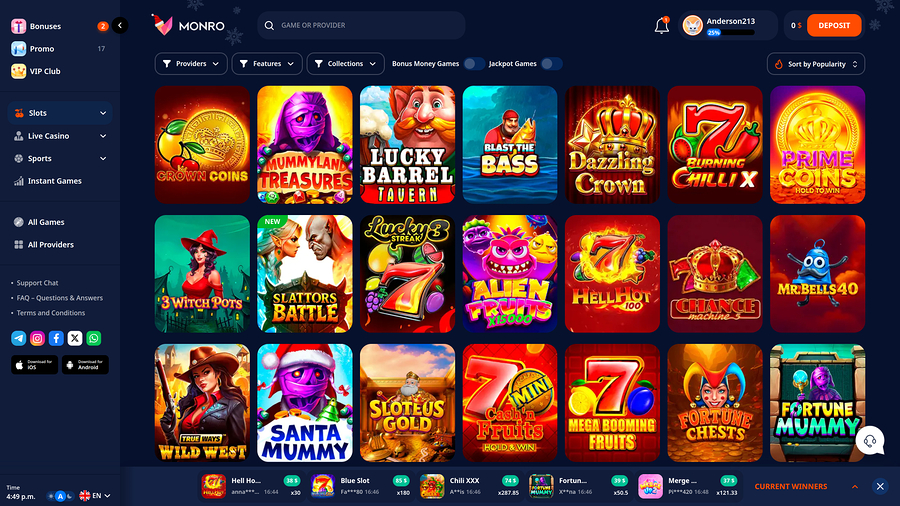 Monro Casino Desktop Games