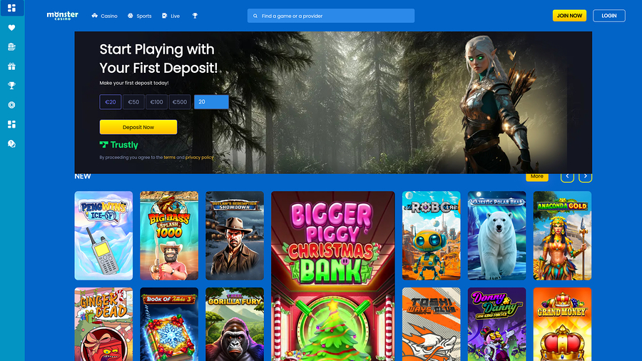 Monster Casino Desktop Homepage