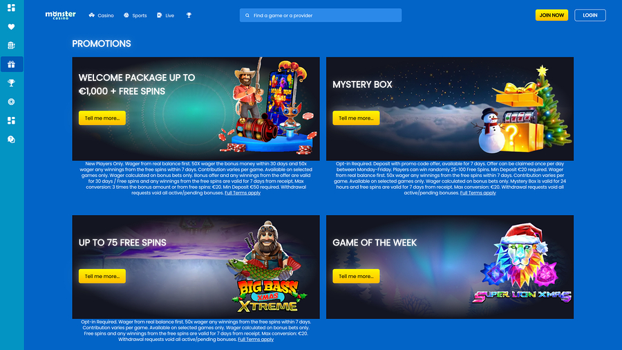 Monster Casino Desktop Promotions