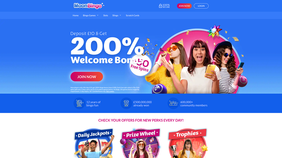 Moon Bingo Casino Desktop Homepage