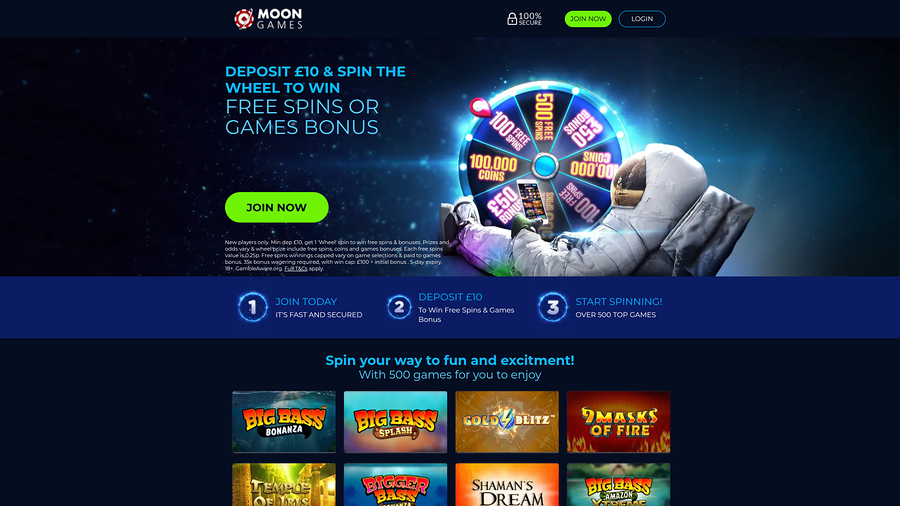 Moon Games Casino Desktop Homepage