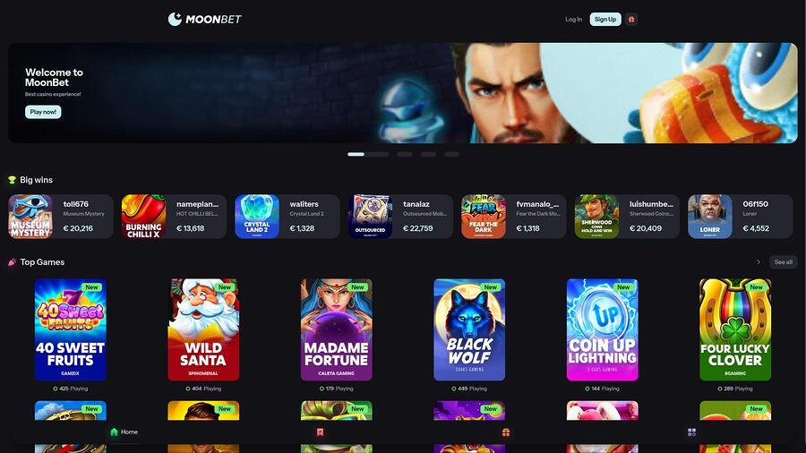 MoonBet Casino homepage