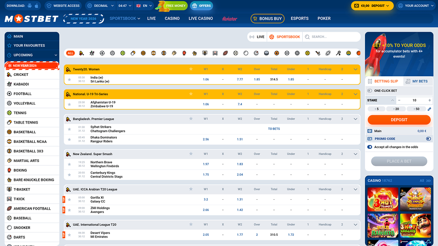 Mostbet Casino Desktop Sportsbook