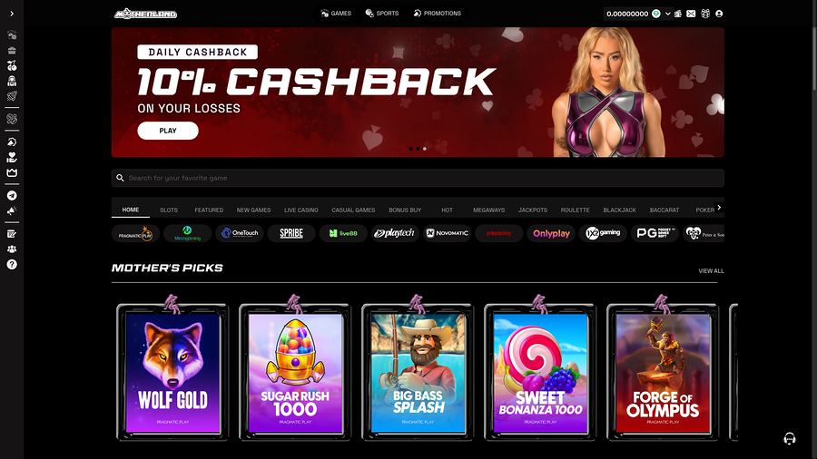 Motherland Casino Desktop Homepage