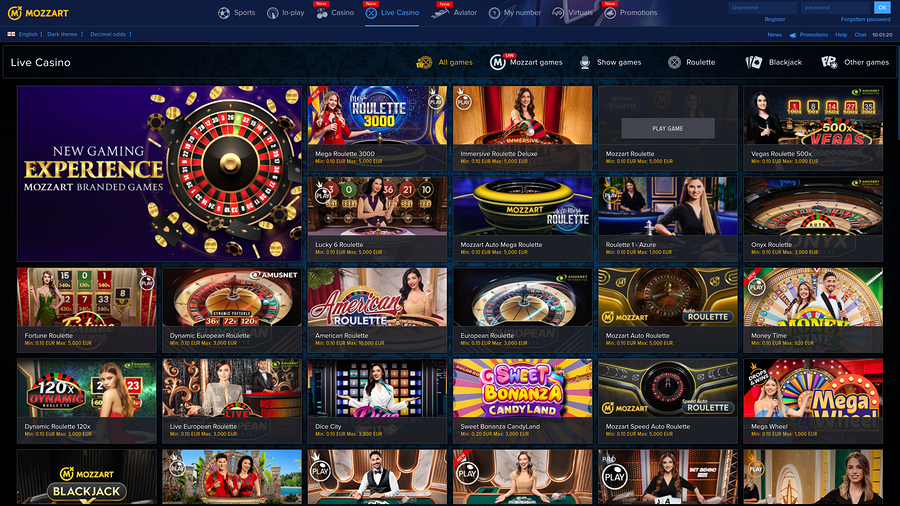 Mozzart Casino Desktop Live dealer