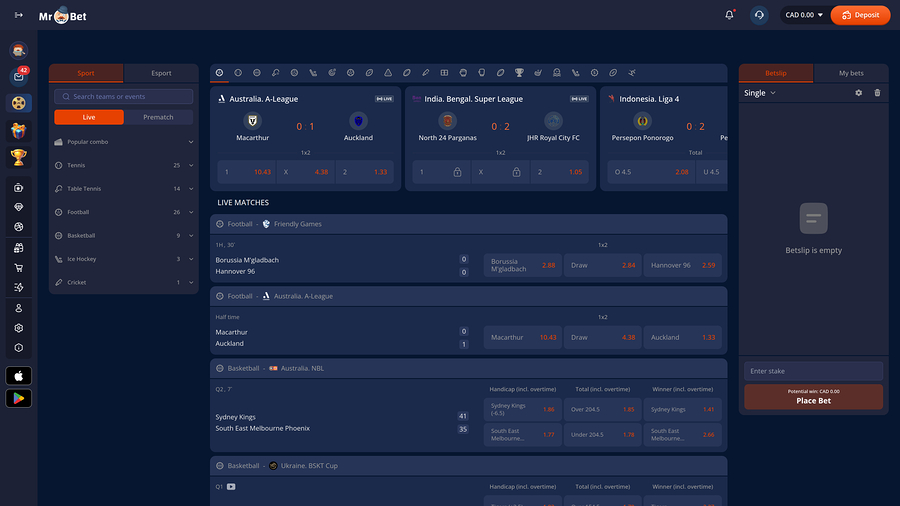 Mr Bet Casino Desktop Live Betting