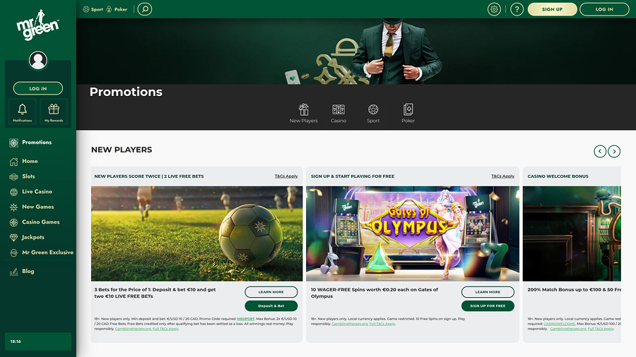 Mr Green Casino Desktop-kampanjer