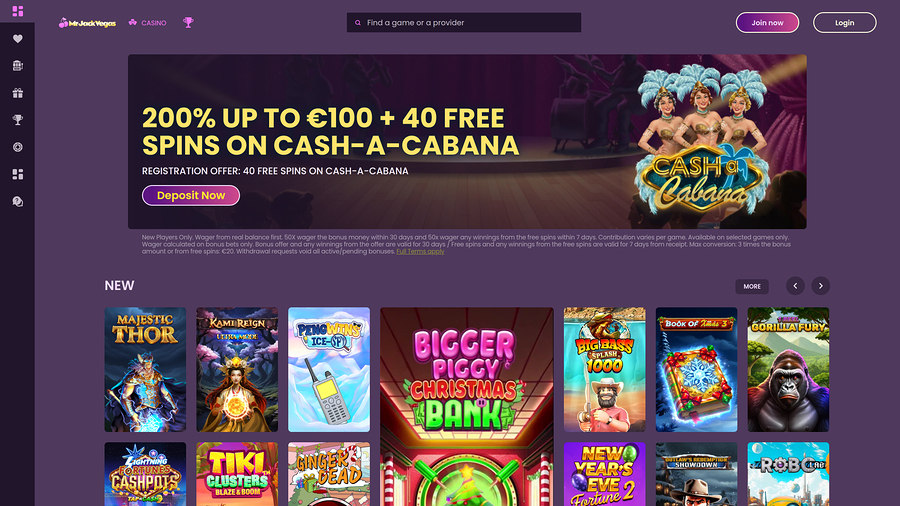 Mr Jack Vegas Casino Desktop Homepage