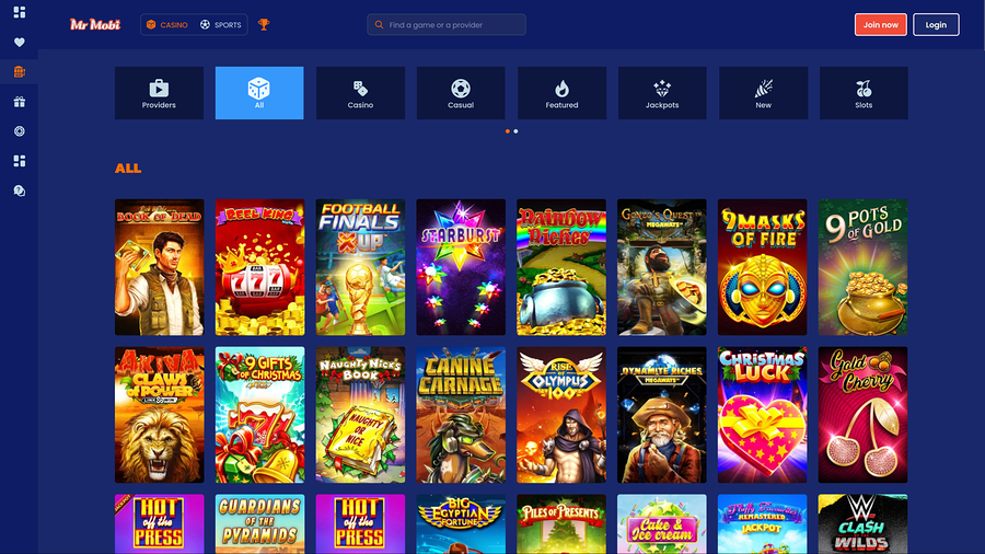 Mr Mobi Casino Desktop Games