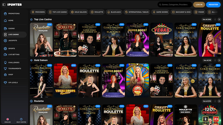 Casino MrPunter de escritorio con crupier en vivo