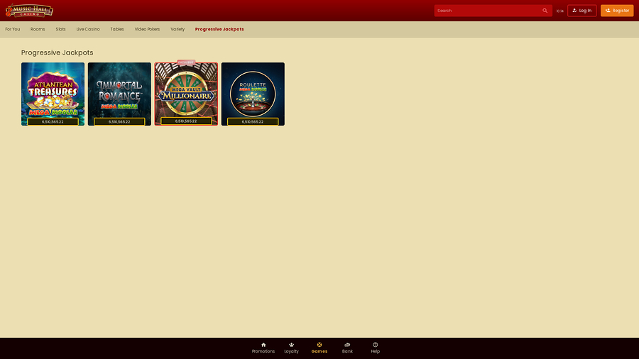 Music Hall Casino Desktop Jackpot