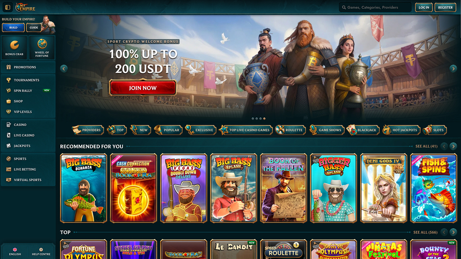 My Empire Casino Desktop Homepage