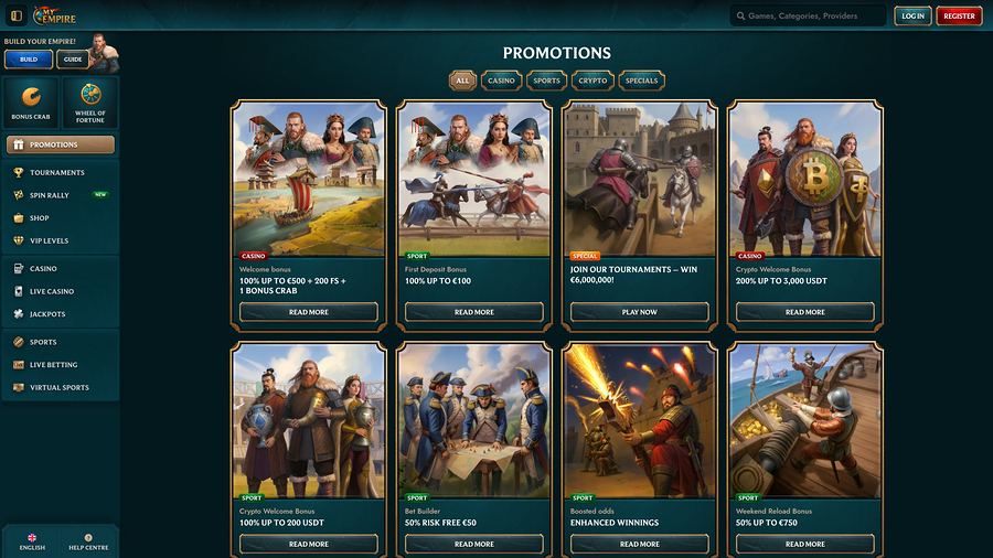 My Empire Casino Desktop Promotions