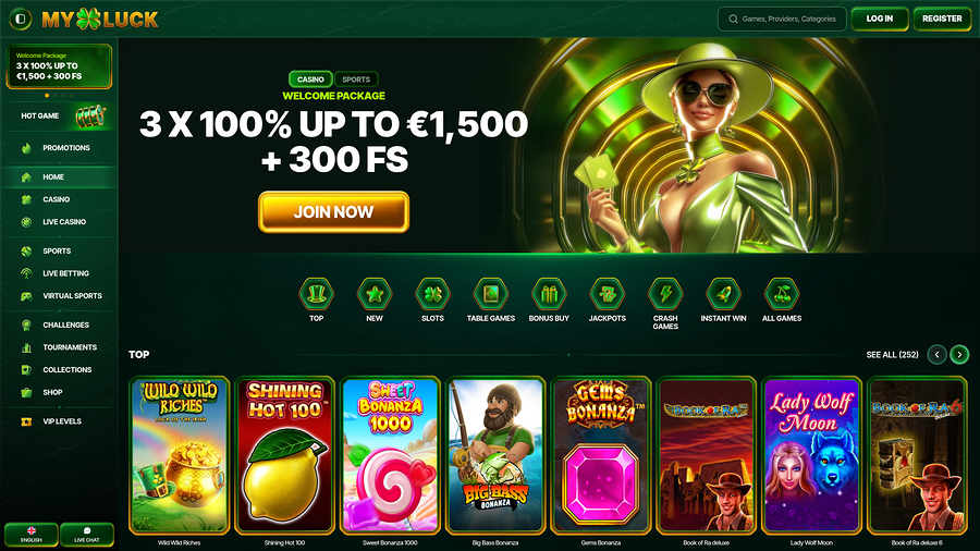 MyLuck Casino Desktop Homepage