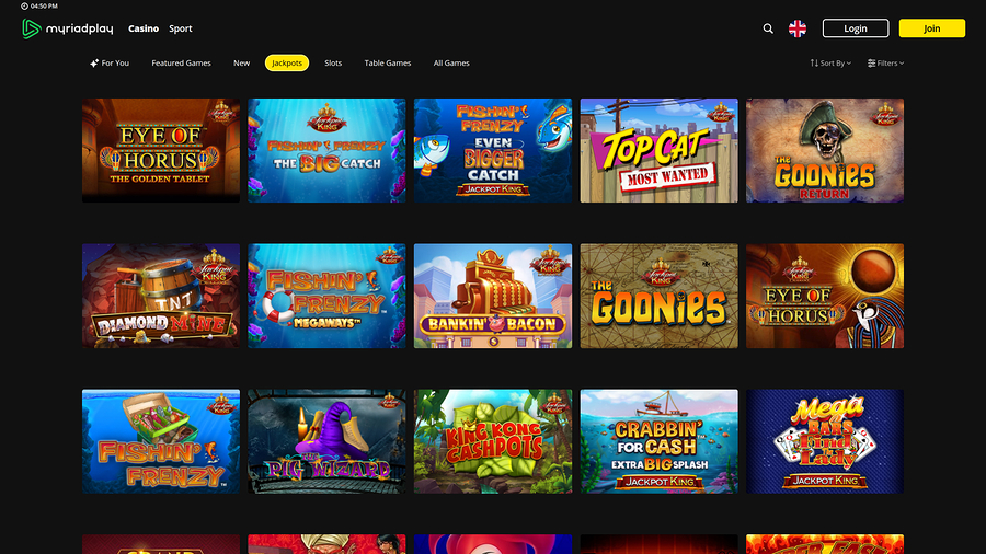 MyriadPlay Casino Desktop Jackpot