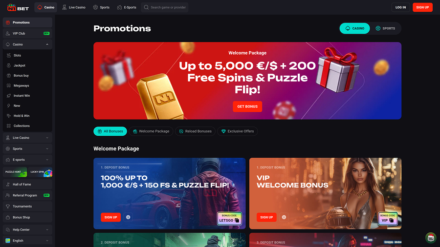 N1 Bet Casino Desktop Promotions
