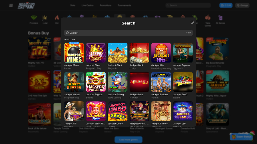 Need for Spin Casino Desktop Jackpot