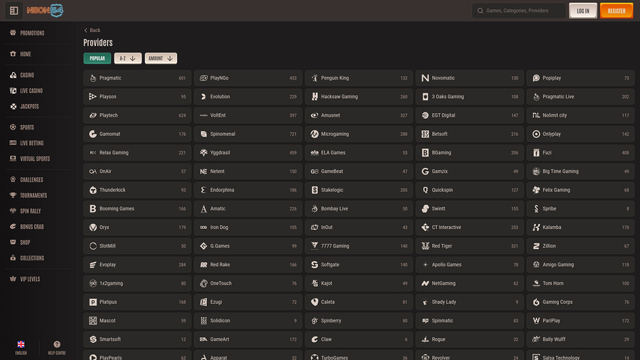 Neon54 Casino Desktop Game Developers
