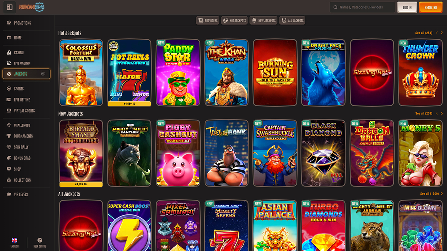 Neon54 Casino Desktop Jackpot