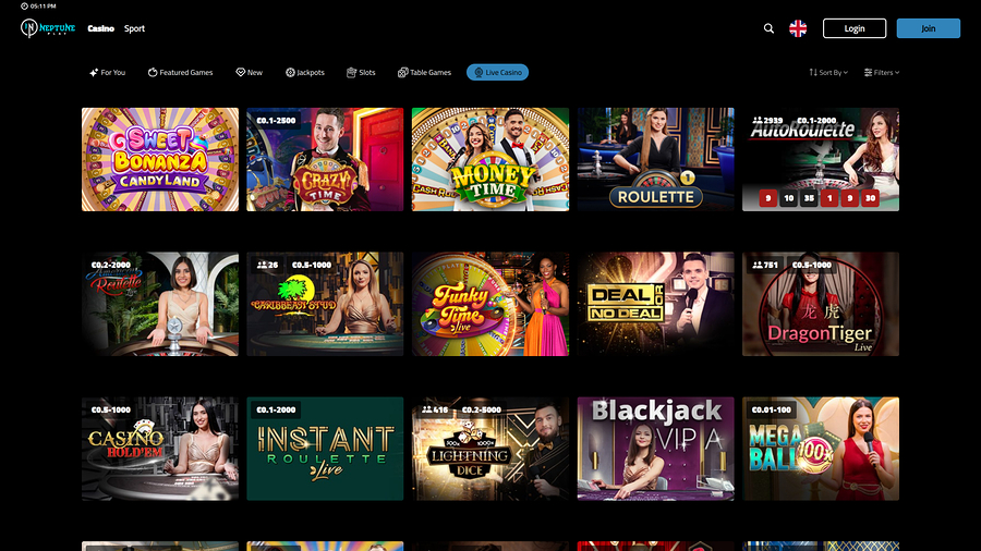 Neptune Play Casino Desktop Live dealer