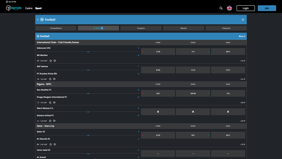 Neptune Play Casino Desktop Live Sports