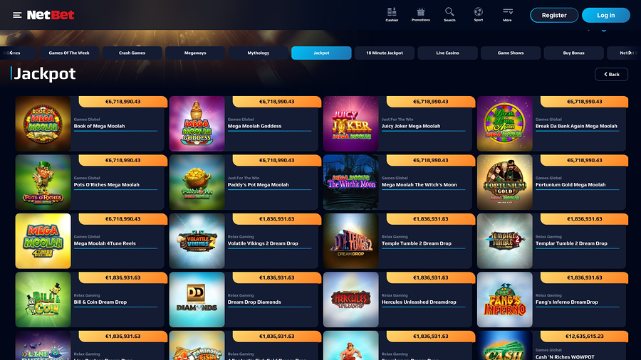 NetBet Casino Desktop Jackpot