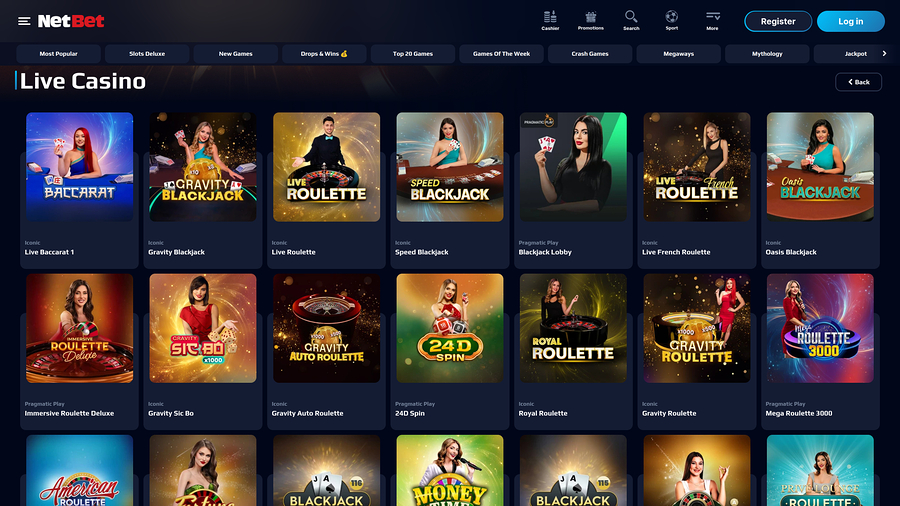 NetBet Casino Desktop Live dealer