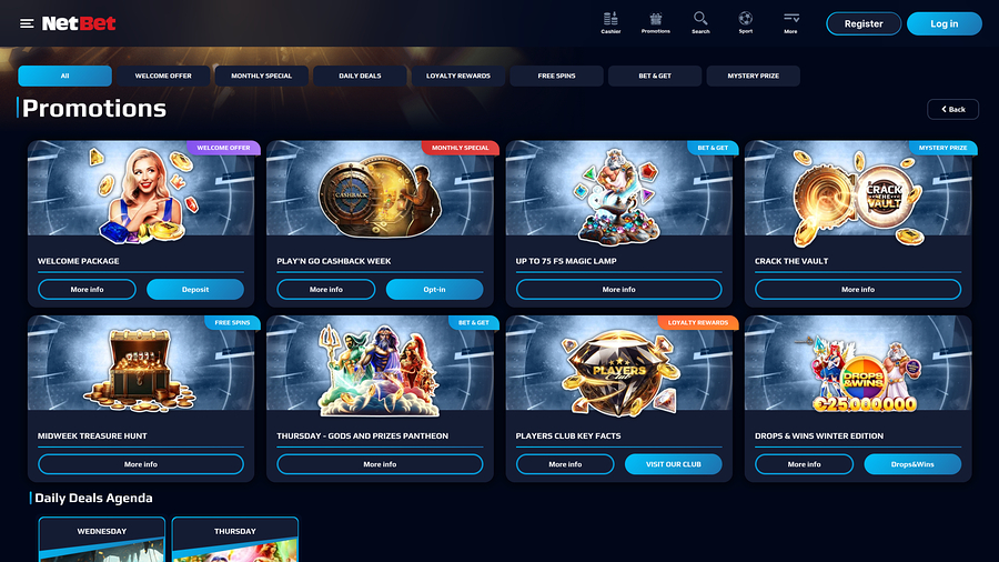 NetBet Casino Desktop Promotions