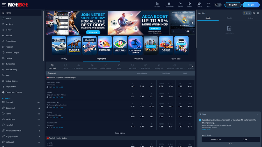NetBet Casino Desktop sports